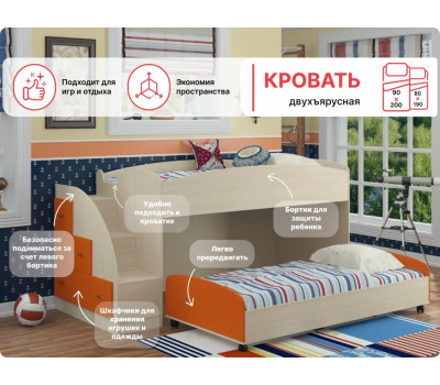 Кровать-чердак Дюймовочка-4/2 